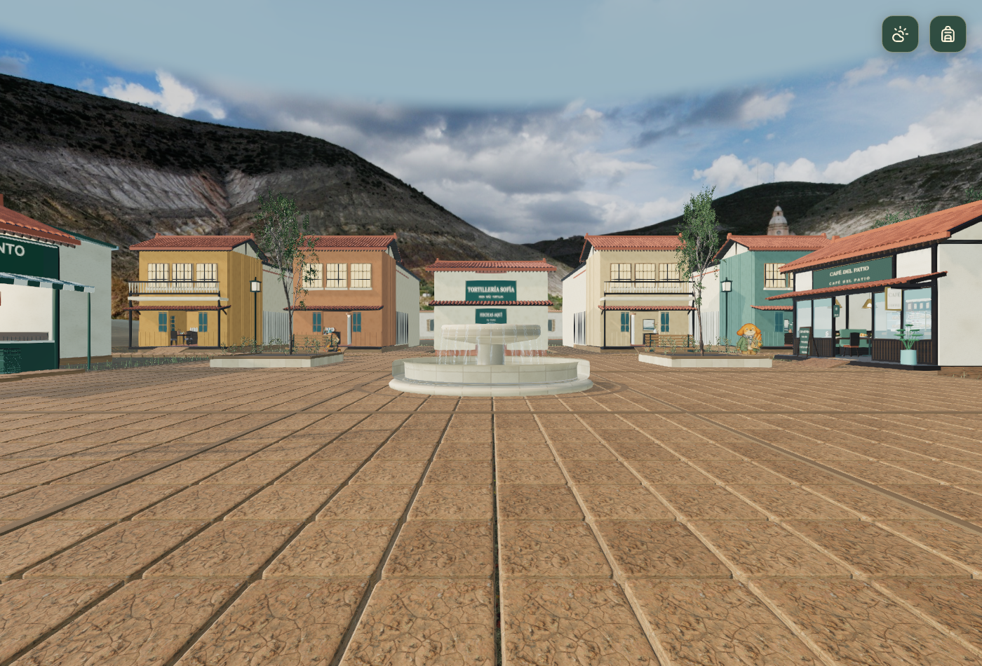 A fountain at the center of San Jacinto’s walkable town square